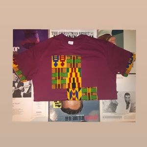 Kente Fusion Soft Burgundy Tee